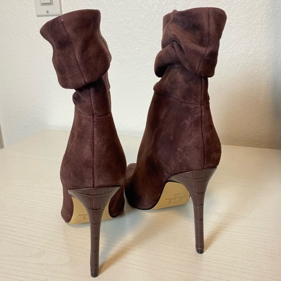 NEW Marc Fisher RAYYA Slouch Mid Calf Dress Pointy Toe Suede Ruched Booties - Picture 4 of 6